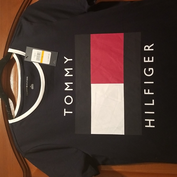 NWT Tommy Hilfiger Flag Logo Long Navy t-shirt dress, size SP - Picture 3 of 16